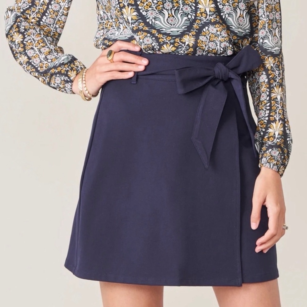 Spartina 449 Navy A-Line Skirt with Bow - Small